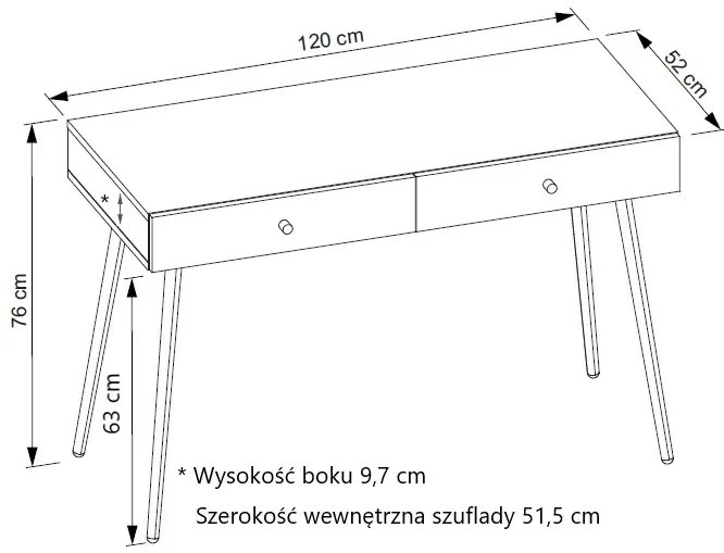 Skandynawskie biurko z szufladami dąb craft - Elara 6X