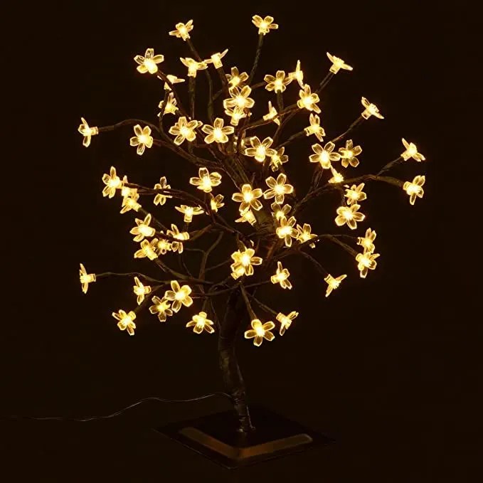 Dekoracyjne LED drzewo z kwiatami, ciepły biały