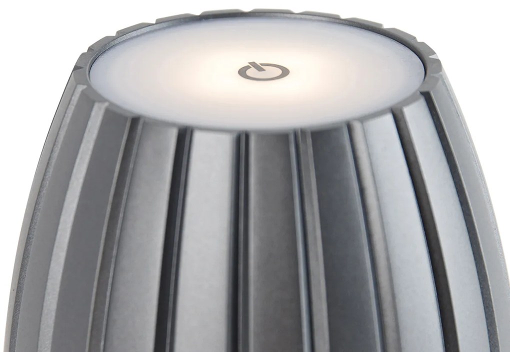 Lampa stołowa szara 3-stopniowa ściemniana w Kelwinach ładowana akumulatorowo - Dolce Nowoczesny Oswietlenie wewnetrzne