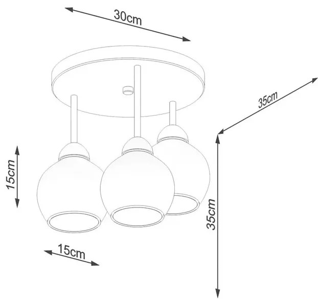 Lampa sufitowa z 3 kloszami na okrągłej podsufitce - A158-Kayo