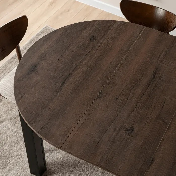 Stół Okrągły Rozkładany HARRY 102-142 cm Orzech/Czarny Loft