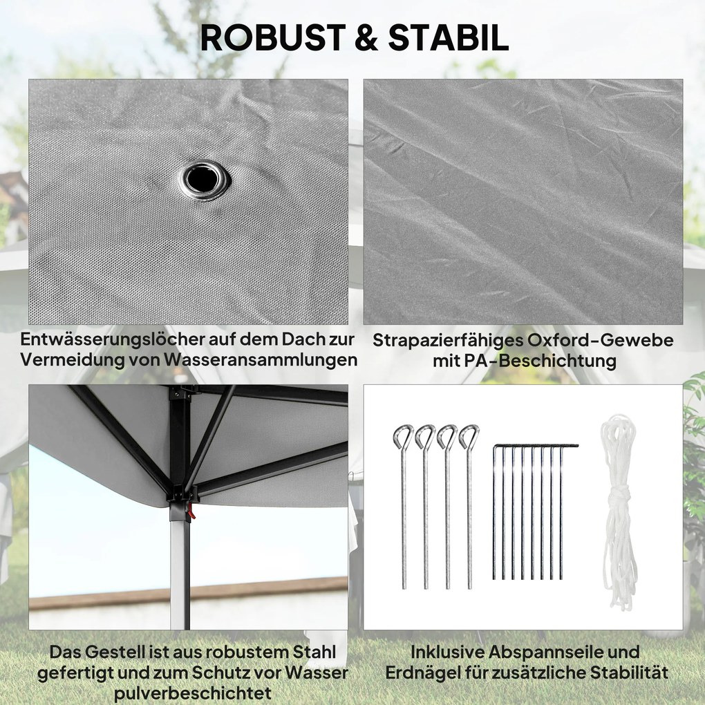 Outsunny Składany pawilon, pawilon ogrodowy, metal i plandeka, siatkowe zasłony, otwory odwadniające, 330L x 330B x 288H cm, szary | Aosom PL