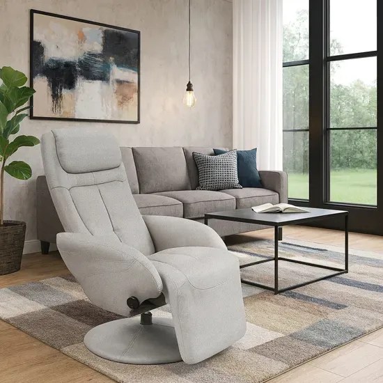 Wypoczynkowy popielaty obrotowy rozkładany fotel L4-G66