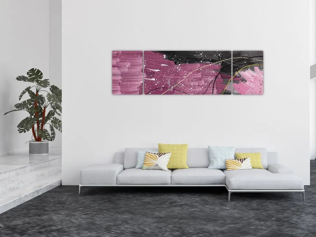 Obraz - Różowo - czarna abstrakcja (170x50 cm)