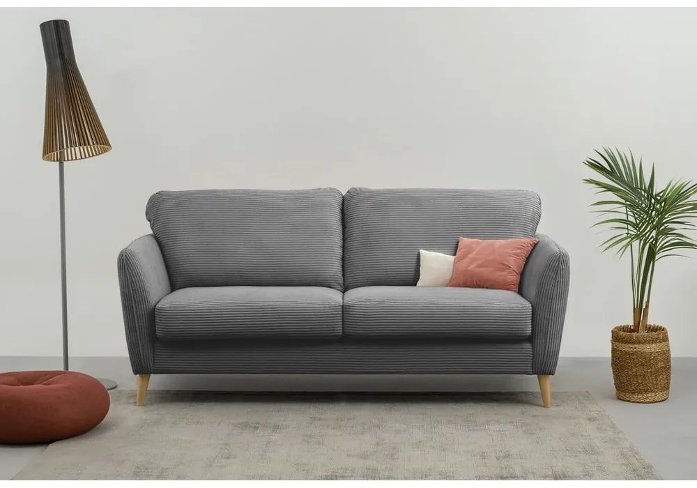 Ciemnoszara sztruksowa sofa 170 cm Paris – Scandic
