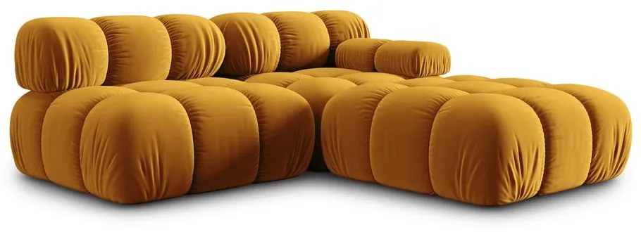 Żółta aksamitna sofa 282 cm Bellis – Micadoni Home