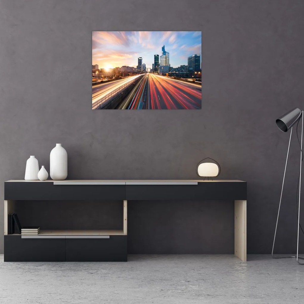 Obraz na szkle - Droga wielkiego miasta (70x50 cm)