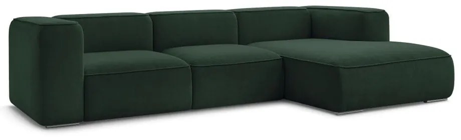 Ciemnozielony narożnik z materiału bouclé (prawostronny) Zephyr – Bobochic Paris