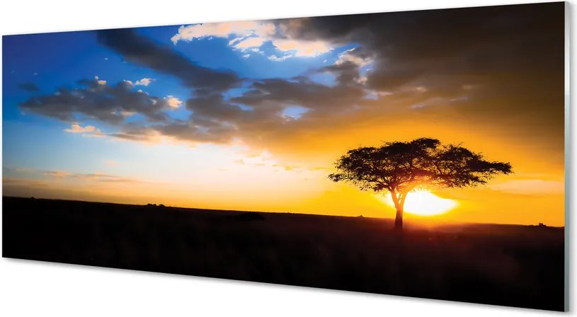 Panel szklany do Kuchni Samotne Drzewo pod Chmurami