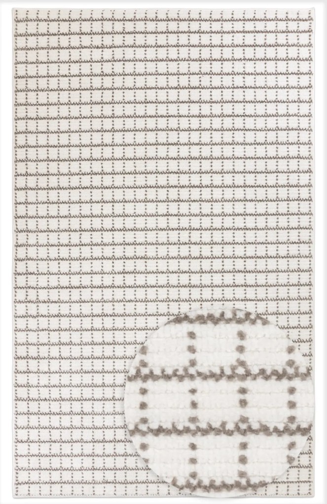 Dywan nowoczesny Jacky Kratka kremowo-beżowy 80 cm x 150 cm