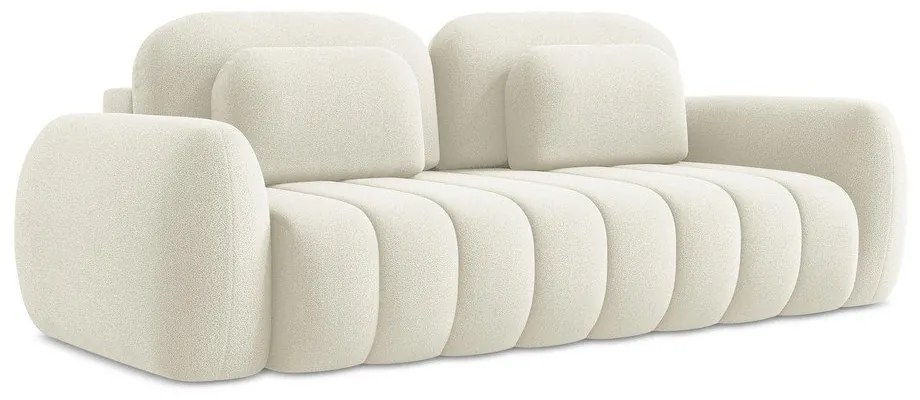 Beżowa sofa rozkładana z materiału bouclé ze schowkiem 266 cm Pele – Makamii
