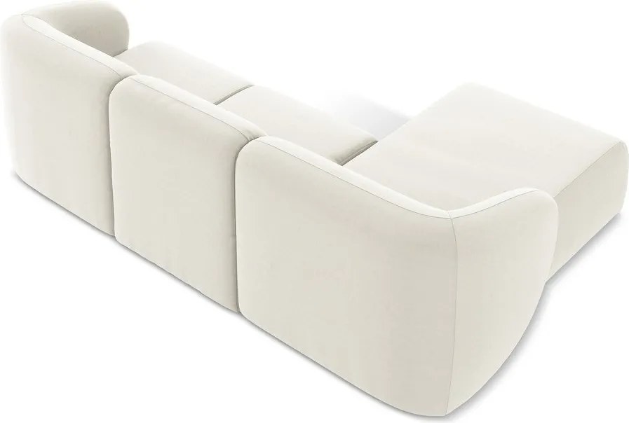 Beżowy aksamitny narożnik (lewostronny/z szezlongiem) Lani – Makamii