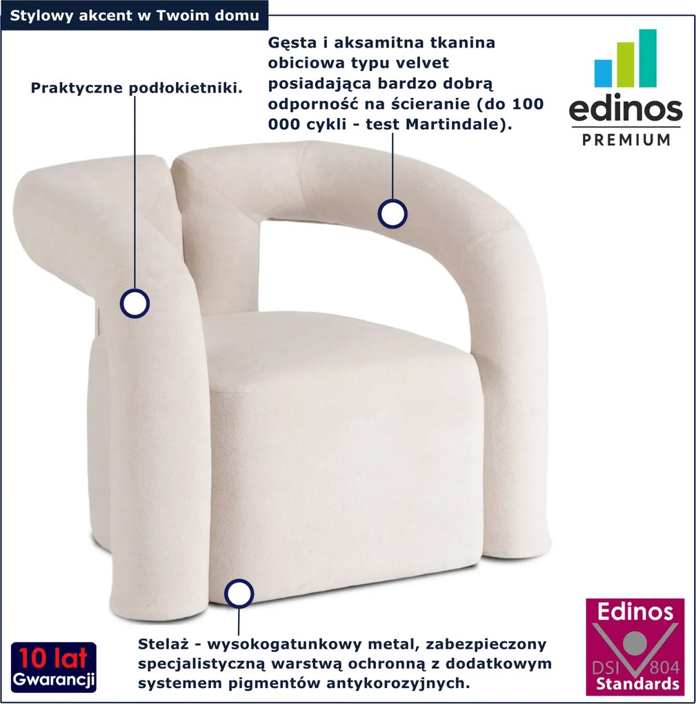Kremowy fotel w stylu nowoczesnym F7-E05