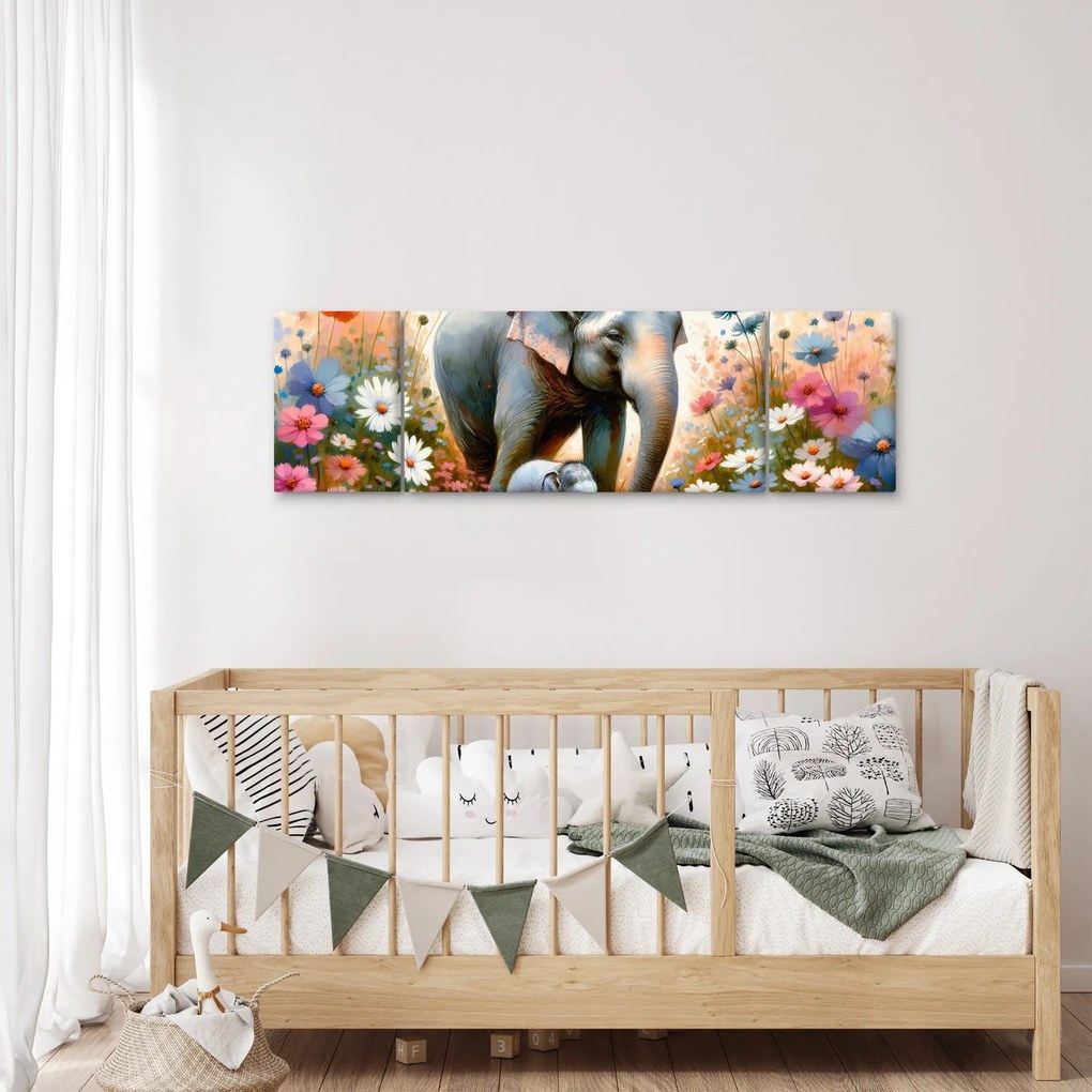 Obraz - Słoniowa mama, akwarela (170x50 cm)