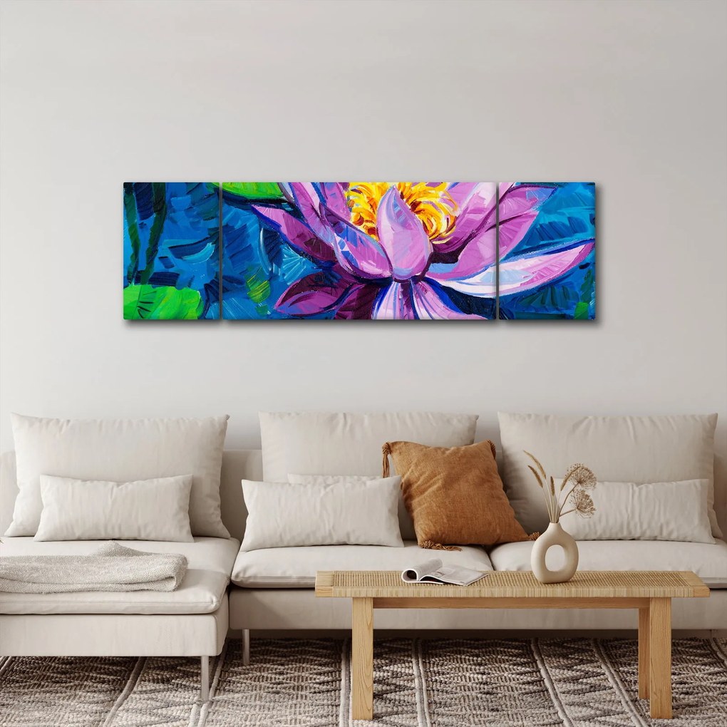 Obraz lilii wodnej na wodzie (170x50 cm)