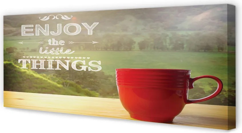 Obraz na płótnie Kubek z Napisem w Naturze