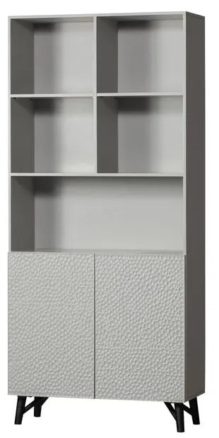 Jasnoszary regał z litego drewna mango 90x200 cm Carved – BePureHome