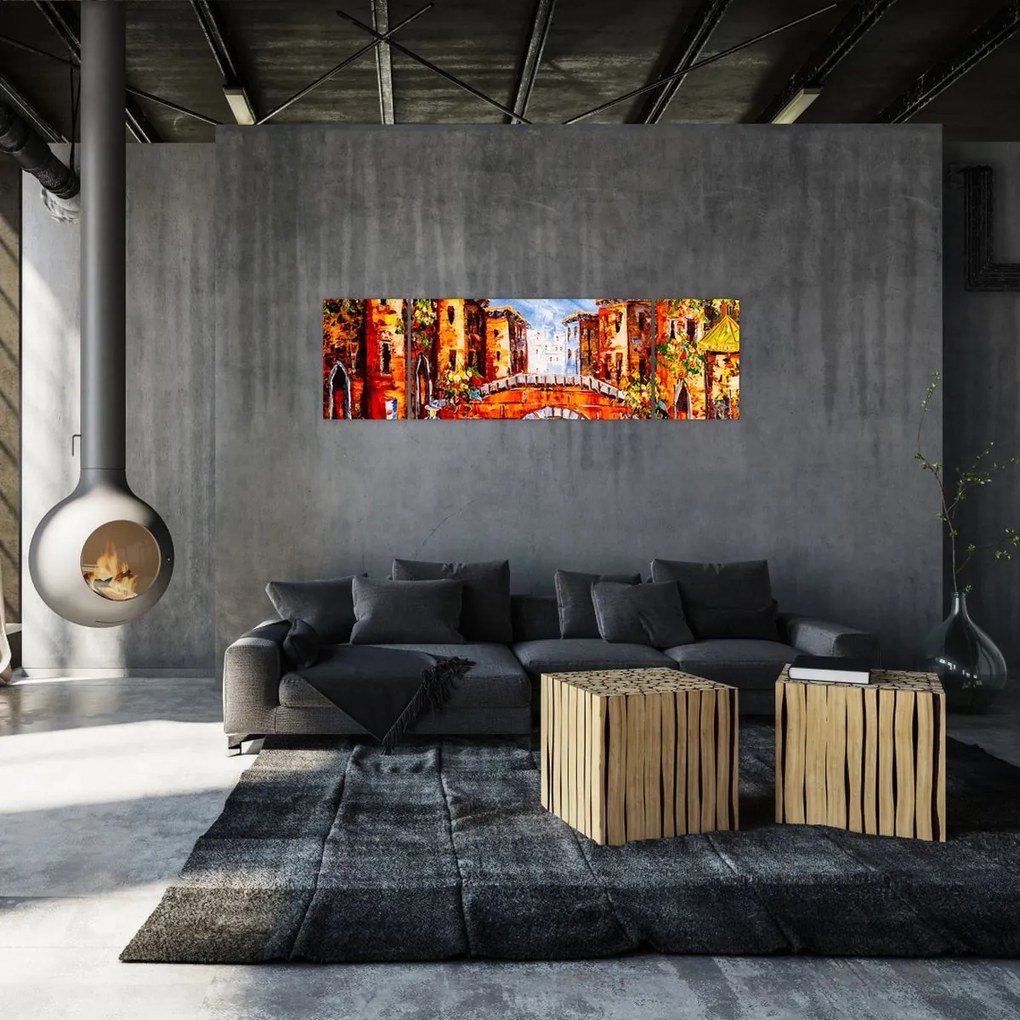 Obraz - Obraz olejny przedstawiający miasto III. (170x50 cm)