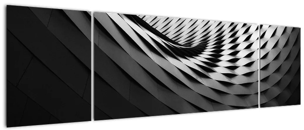 Abstrakcyjny obraz - czarno - biała spirala (170x50 cm)