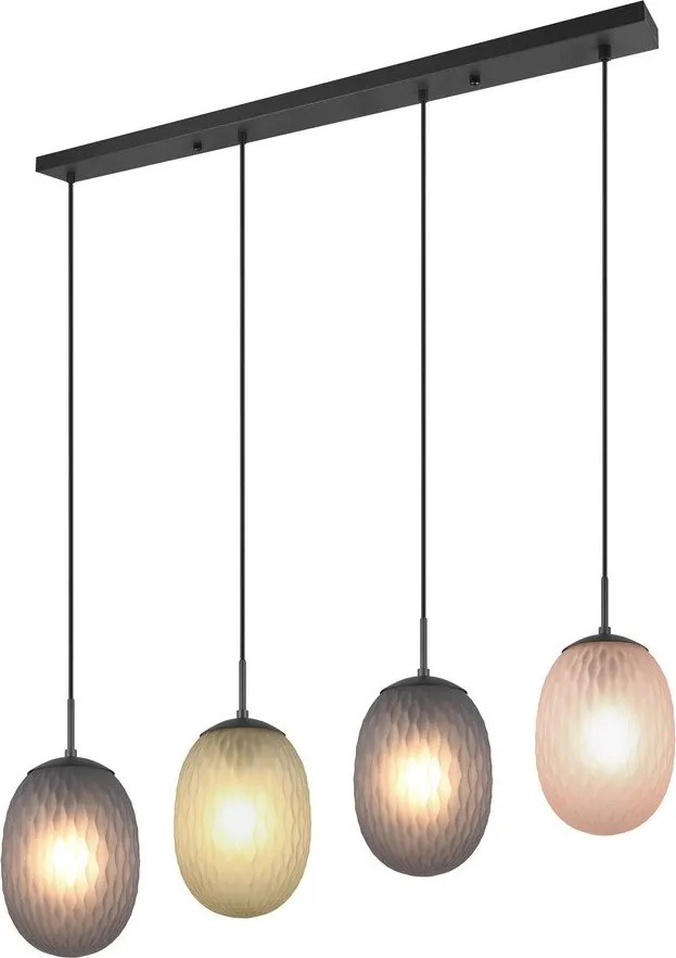 Lampa wisząca w kolorze matowej czerni ze szklanym kloszem Facette – Trio