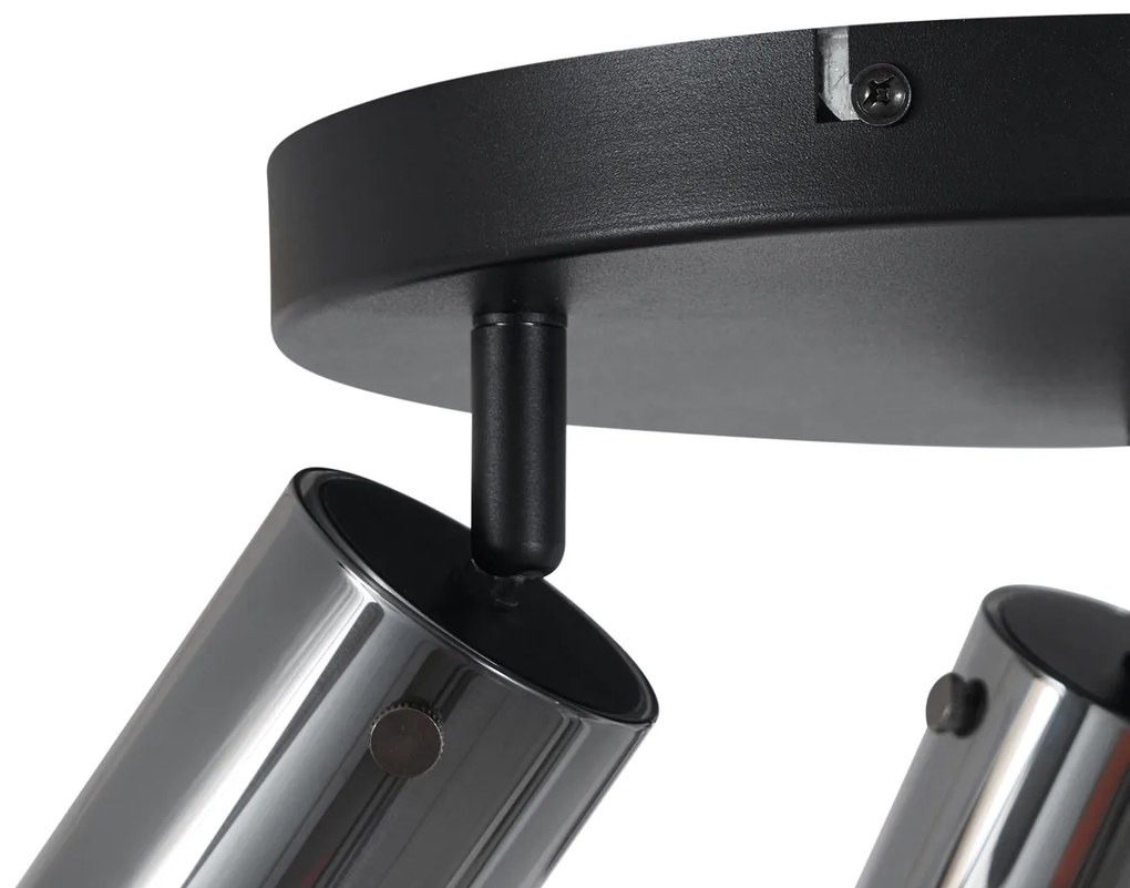 Okrągły reflektor sufitowy w kolorze metalu 3-punktowy, obrotowy i regulowany - Drain