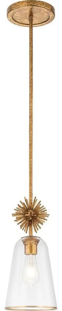 Quoizel STARING-MP-DG-CLEAR-Żyrandol STARING 1xE27/40W/230V śr. 18,4 cm złoty/przezroczysty