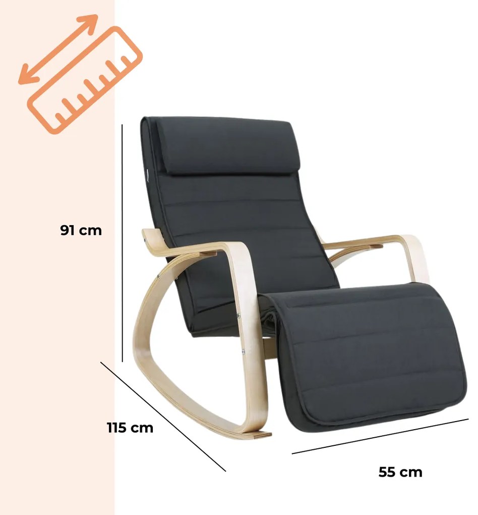 Fotel bujany SWING, max obciążenie 150kg, 67x115x91cm, antracyt Jurhan