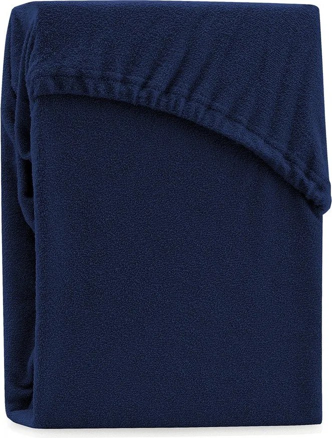 Ciemnoniebieskie prześcieradło frotte z gumką 140x200 cm Ruby – Restilo