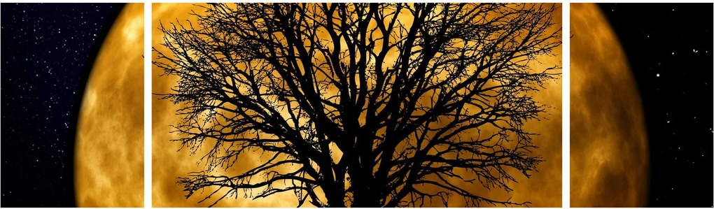 Obraz księżyca i sylwetki (170x50 cm)