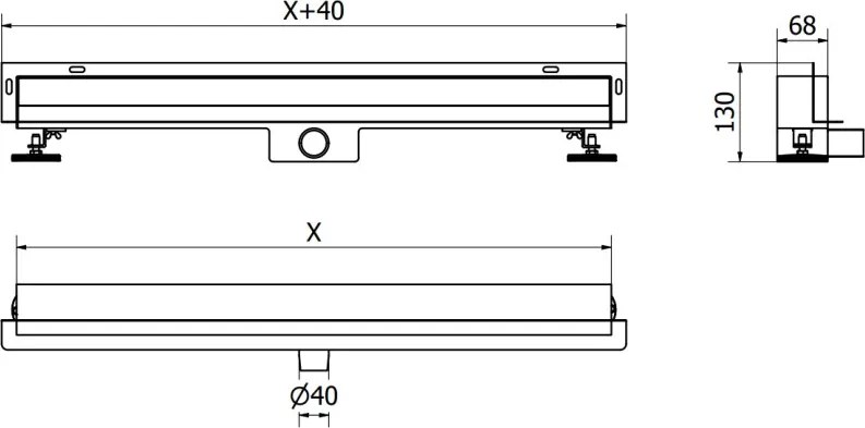 Mexen Flat Wall odpływ liniowy ścienny 2w1 100 cm, czarny - 1730100