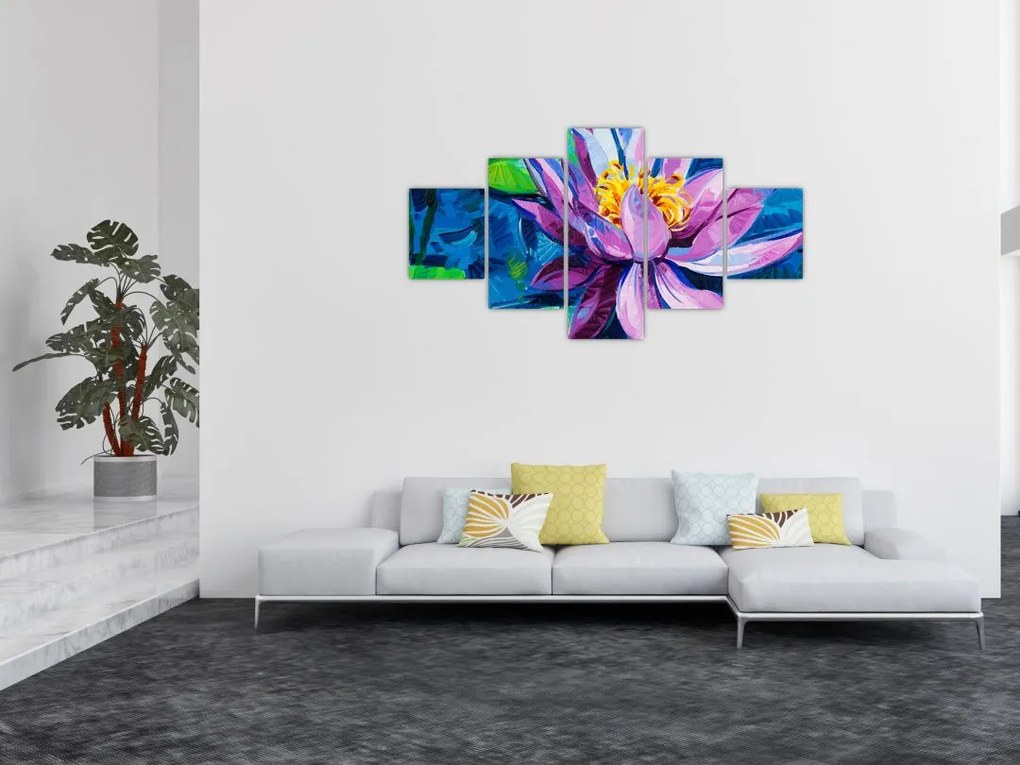 Obraz lilii wodnej na wodzie (125x70 cm)