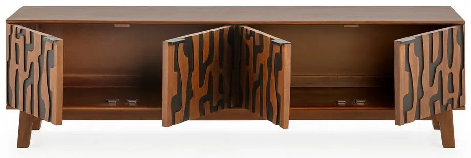 Brązowa szafka pod TV z litego drewna mango 180x50x40 cm Kantu – MOME