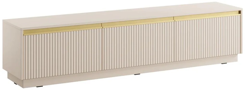 Szafka RTV wisząca lub stojąca 3-drzwiowa z MDF - Beżowy i złoty - POSINIA marki Pascal Morabito