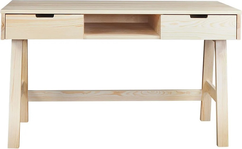 Biurko Malmo drewniane z szufladami, kolor sosnowy