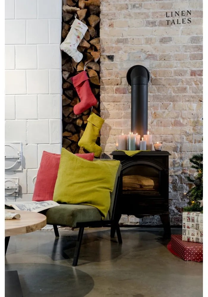 Tekstylna pończocha świąteczna Christmas Print Natural – Linen Tales
