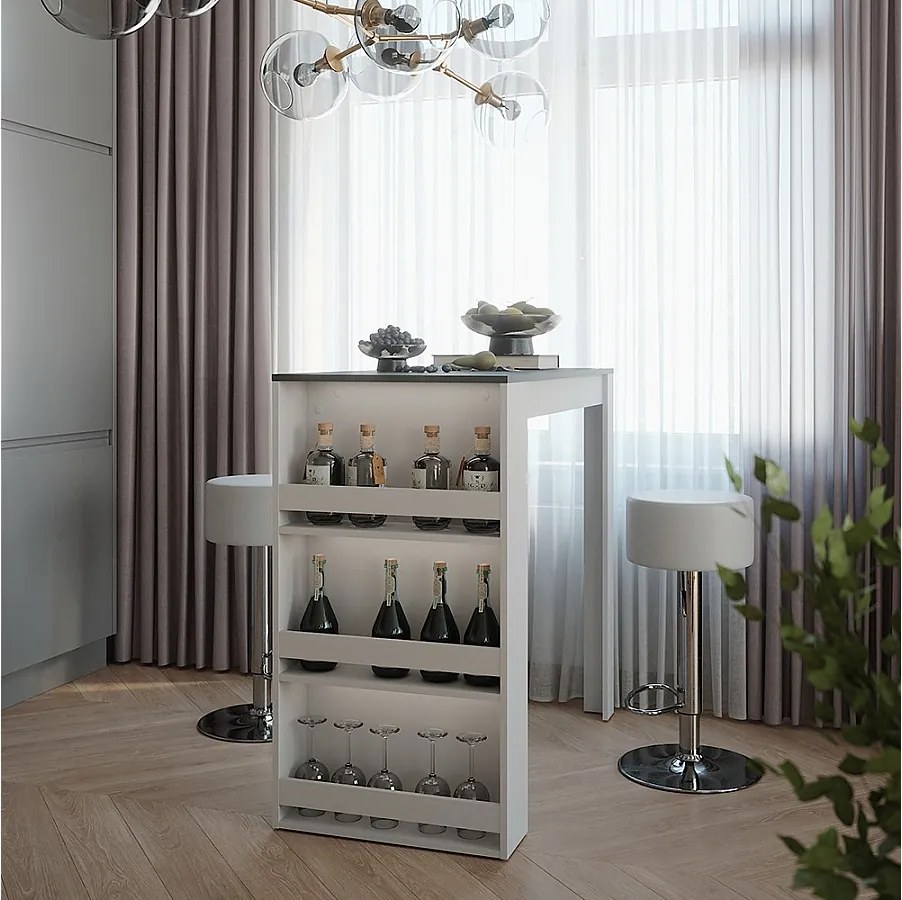 Zestaw stołu barowego biały/antracyt 57x117x106 repose