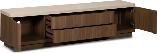 Szafka RTV TIERRA 180 cm Orzech/Trawertyn Japandi