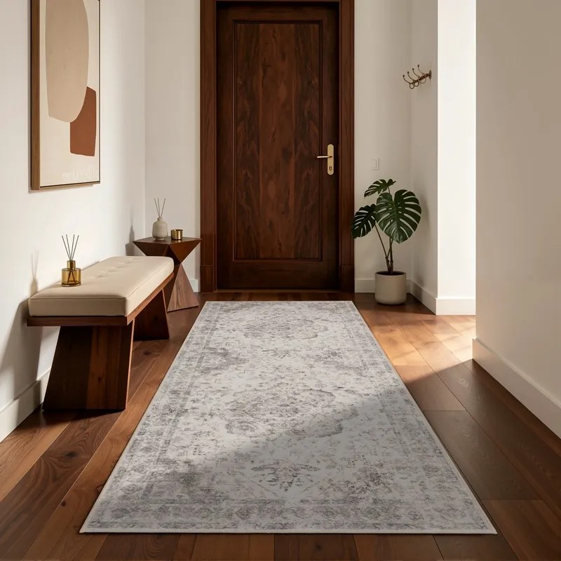 Dywan vintage INKA Medalion z Efektem Postarzenia Beżowy 80 cm x 250 cm