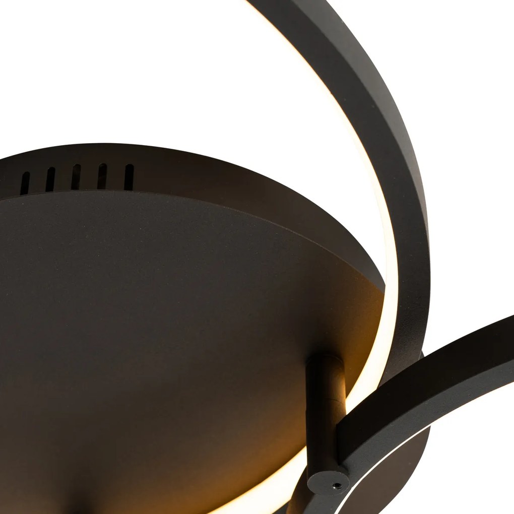 Inteligentna lampa sufitowa czarna 3-światłowa z pilotem - RondasDesignerski Oswietlenie wewnetrzne