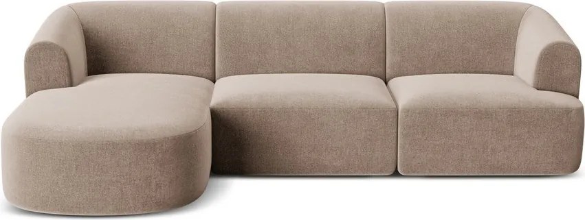 Jasnobrązowy aksamitny narożnik (lewostronny/z szezlongiem) Campi – Cosmopolitan Design