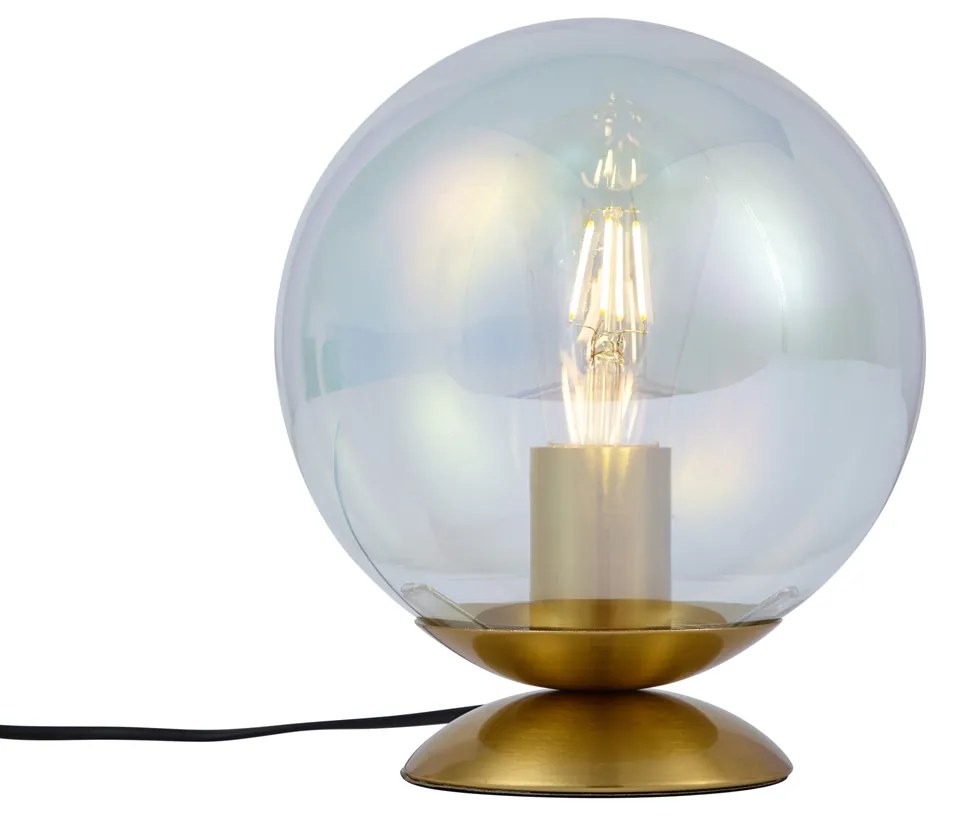 Lampa stołowa w stylu Art Deco mosiężna ze szkłem dymnym tęczowym - PallonElegancki hotelowy Oswietlenie wewnetrzne