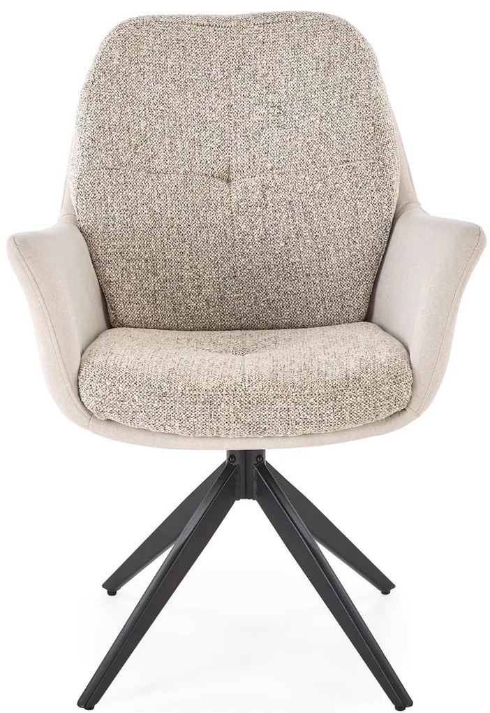 Krzesło do jadalni obrotowe z podłokietnikami popiel tkanina K591