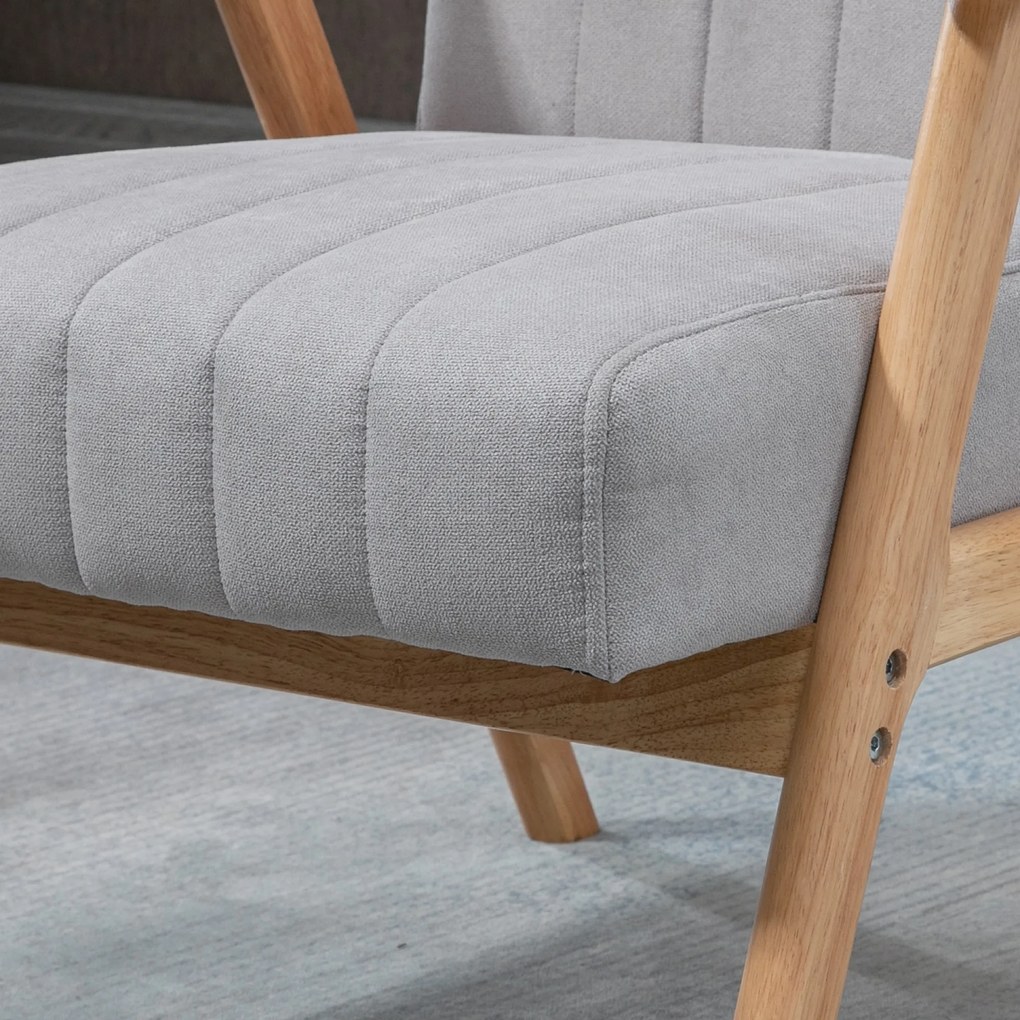 HOMCOM Fotele uszaki fotel uszak krzesło tapicerowane z podłokietnikami jasnoszary 68x74x82cm fotel do salonu | Aosom PL