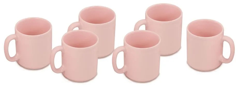 Zestaw 6 różowych kubków Kütahya Porselen Classic, 330 ml