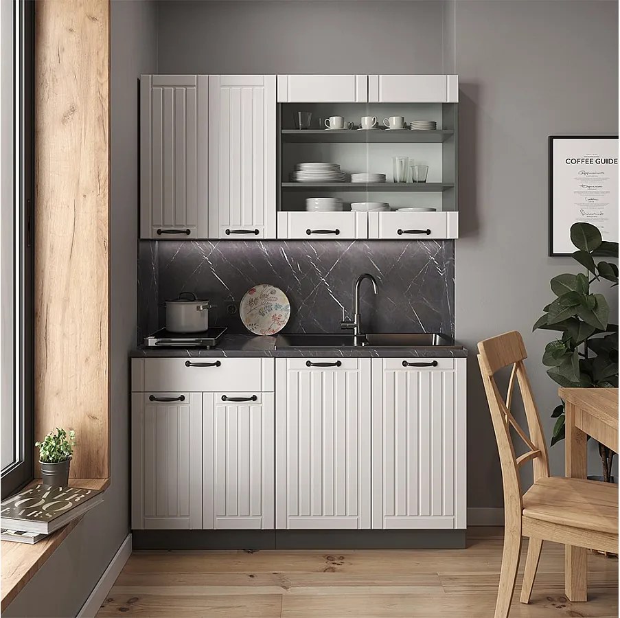 Pojedyncza kuchnia biały dworek/antracyt 140x46x81.6 fame-line