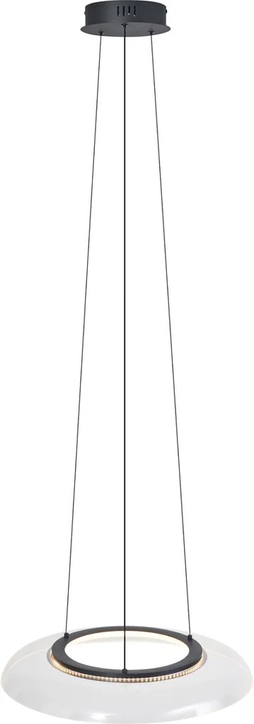 Designerska lampa wisząca czarno-przezroczysta z 3-stopniową regulacją ściemniania - Scacrylic