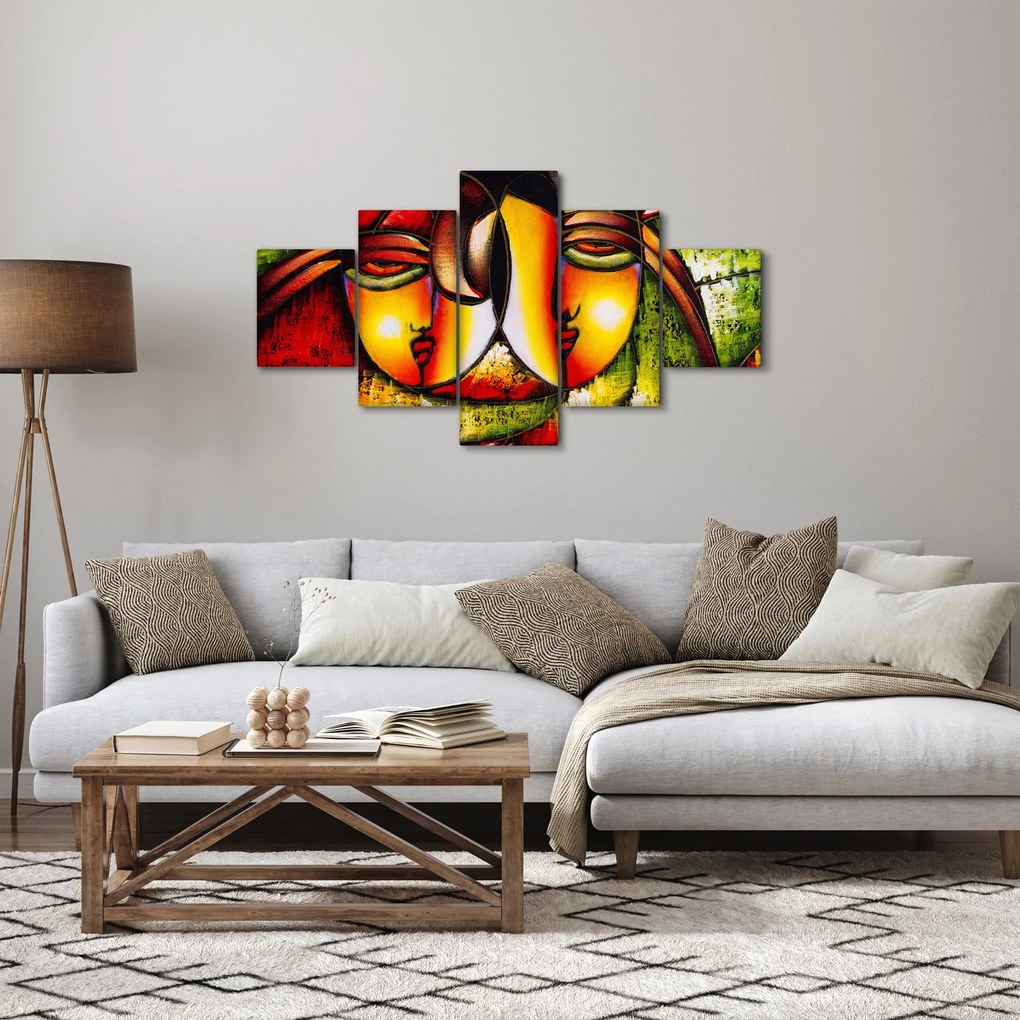 Obraz - Obraz olejny, abstrakcyjne twarze (125x70 cm)