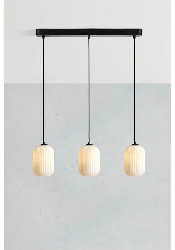 Czarno-biała lampa wisząca ze szklanym kloszem 14x72 cm Cava – Markslöjd