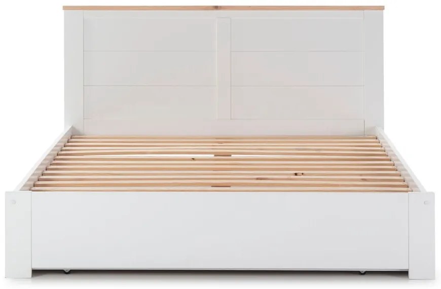 Białe łóżko dwuosobowe ze schowkiem i stelażem 160x200 cm Gabi – Marckeric