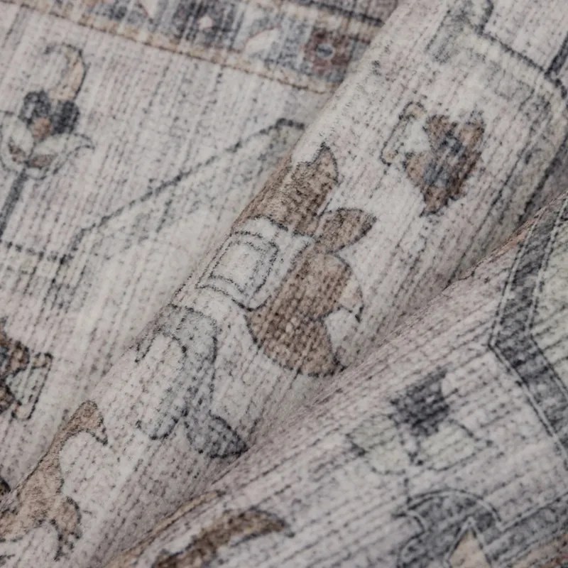 Dywan vintage INKA Klasyczny Medalion z Efektem Postarzenia Beżowo-Szary 80 cm x 250 cm